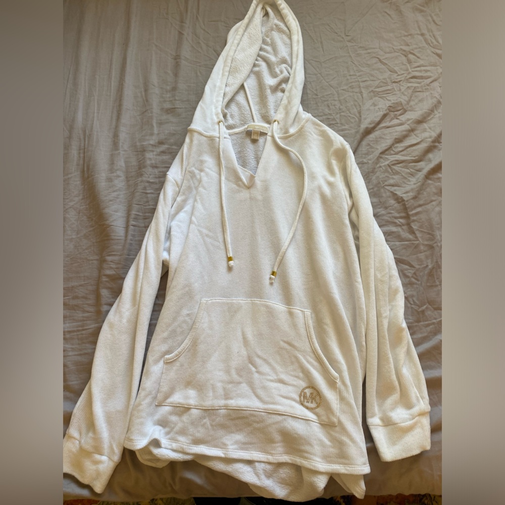 MICHAEL Michael Kors Cream Hoodie with Gold Accents